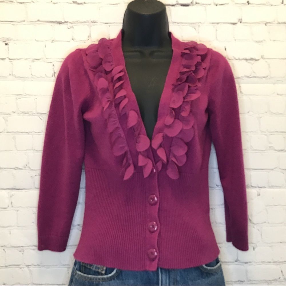 Nine West purple 3/4 sleeve cardigan size small 